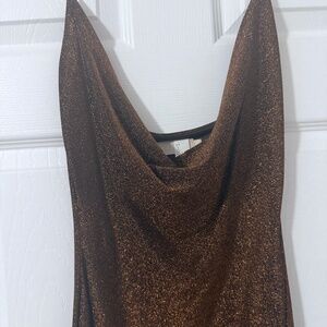 Shimmer Deep V Maxi Dress - Chocolate Shimmer